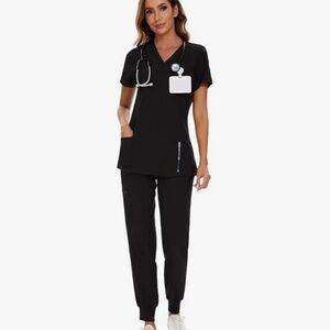 Classic Black Scrub Set with Pockets